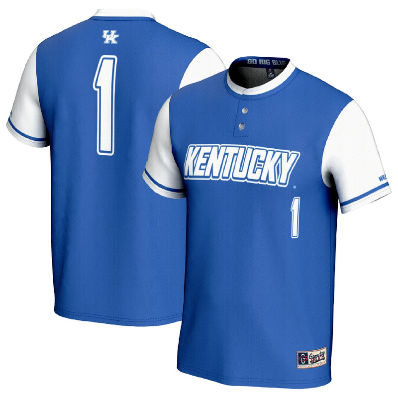 Kentucky Wildcats Softball Jersey, Royal/White Fashion Sportswear Jersey Shirt, Lightweight Breathable Athletic Jersey, Casual Gift for Men