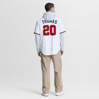 Lane Thomas Atlanta Braves Baseball Jersey, White Replica Sportswear Jersey Shirt, Lightweight Breathable Athletic Jersey, Casual Gift for Men
