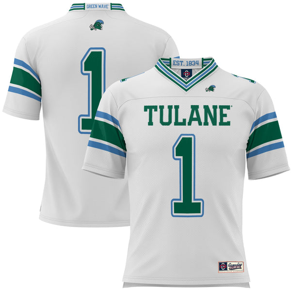 #1 White Tulane Green Wave Football Jersey