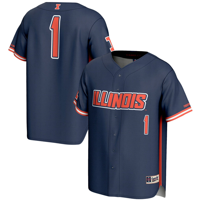 Illinois Fighting Illini Lightweight Baseball Jersey, Navy Sportswear Jersey Shirt, Lightweight Breathable Athletic Jersey, Casual Gift for Men