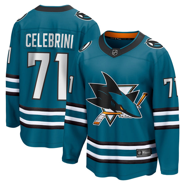 San Jose Sharks Macklin Celebrini Teal Home Breakaway Jersey