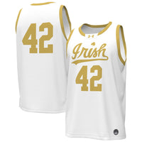 Notre Dame Fighting Irish Basketball Jersey, White Replica Sportswear Jersey Shirt, Sleeveless Athletic Tank Jersey, Casual Gift for Men