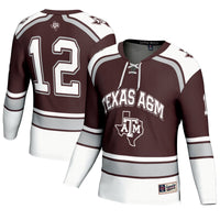 Texas A&M Aggies Hockey Jersey, Maroon Fashion Sportswear Jersey Shirt, Long Sleeve Hockey Sweater Jersey, Casual Gift for Men