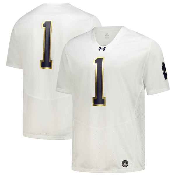 Notre Dame Fighting Irish #1 Replica Football Jersey - White