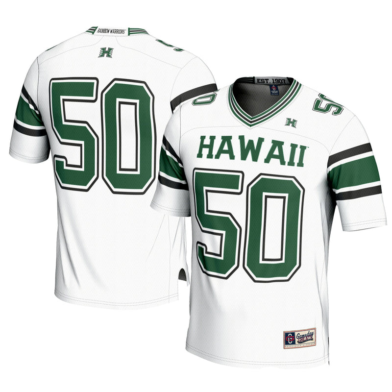 Hawaii Rainbow Warriors Football Jersey, White Sportswear Jersey Shirt, Lightweight Breathable Athletic Jersey, Casual Gift for Men