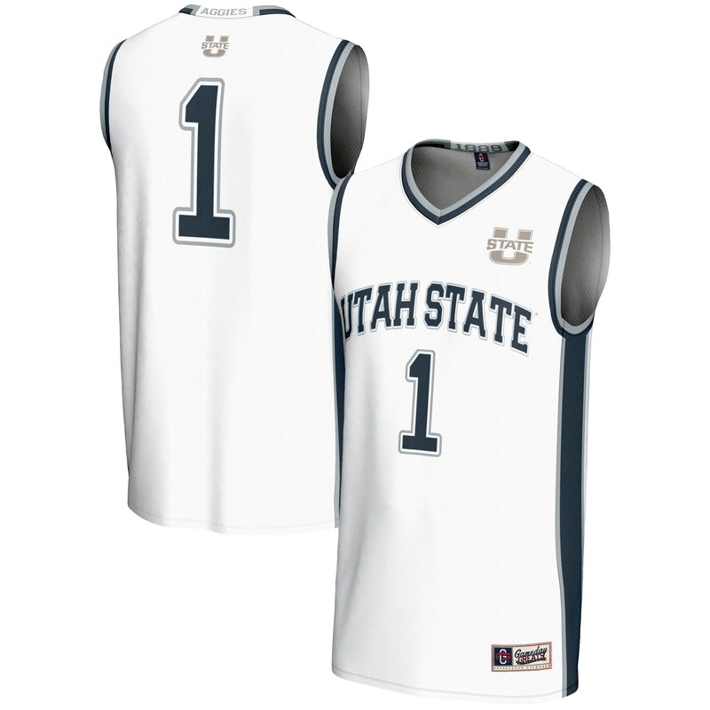 Utah State Aggies Basketball Jersey, White Lightweight Sportswear Jersey Shirt, Sleeveless Athletic Tank Jersey, Casual Gift for Men