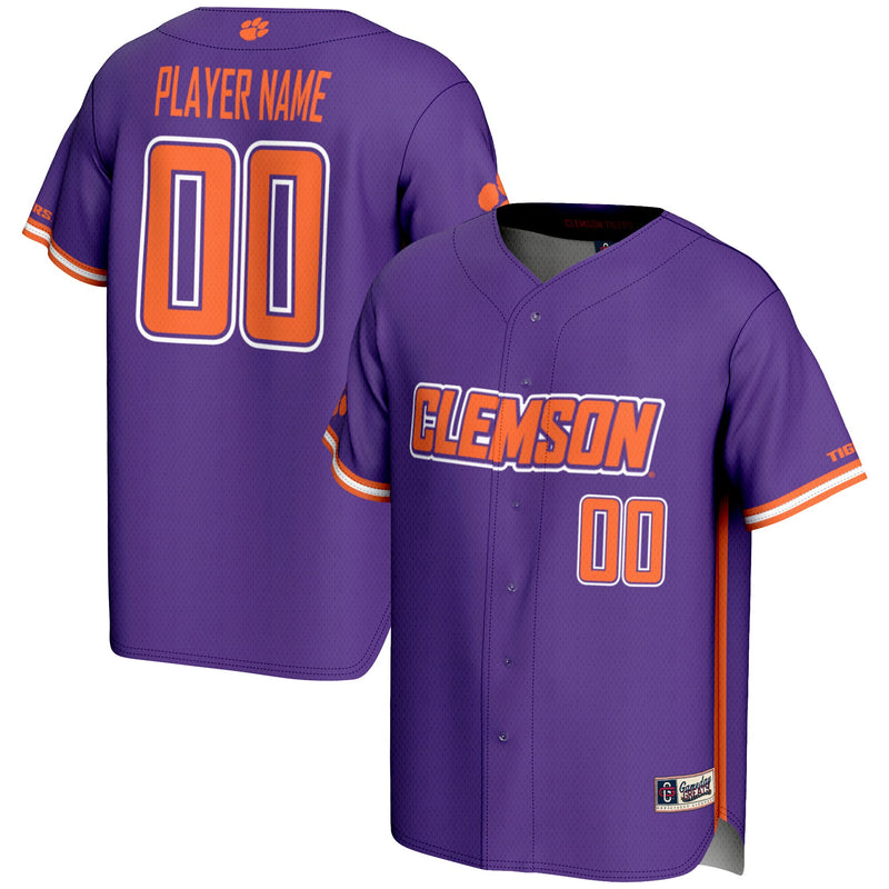 Clemson Tigers Baseball Jersey, Purple Lightweight Sportswear Jersey Shirt, Lightweight Breathable Athletic Jersey, Casual Gift for Men