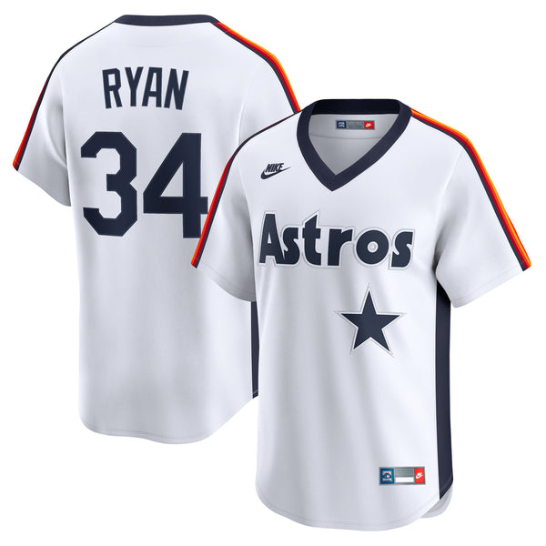 Houston Astros Nolan Ryan White Throwback Cooperstown Collection Limited Jersey