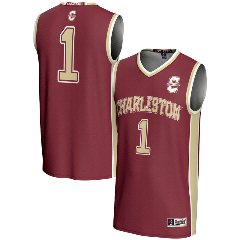 Charleston Cougars Basketball Jersey, Maroon Sportswear Jersey Shirt, Sleeveless Athletic Tank Jersey, Casual Gift for Men, Style 200911035