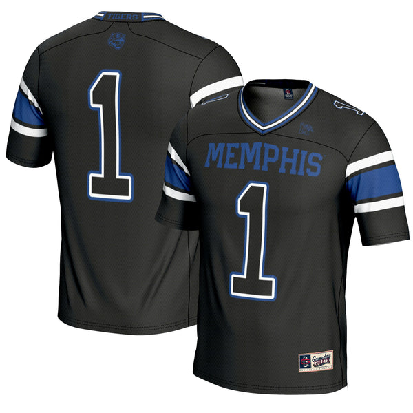 #1 Black Memphis Tigers Endzone Football Jersey