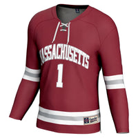 UMass Minutemen Hockey Jersey, Maroon Fashion Sportswear Jersey Shirt, Long Sleeve Hockey Sweater Jersey, Casual Gift for Men