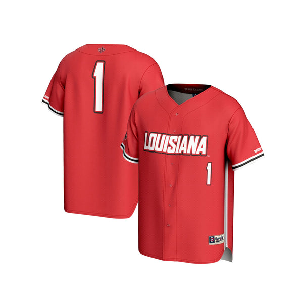 #1 Louisiana Ragin' Cajuns Lightweight Baseball Fashion Jersey - Cardinal