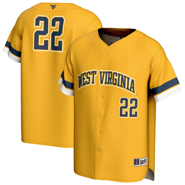 West Virginia Mountaineers Pick-A-Player Baseball Fashion Jersey - Gold
