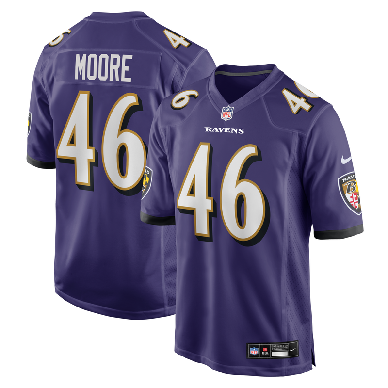 Nick Moore Baltimore Ravens Football Jersey, Purple Game Sportswear Jersey Shirt, Lightweight Breathable Athletic Jersey, Casual Gift for Men