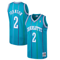 Larry Johnson Charlotte Hornets Basketball Jersey, Teal Swingman Sportswear Jersey Shirt, Sleeveless Athletic Tank Jersey, Casual Gift for Men