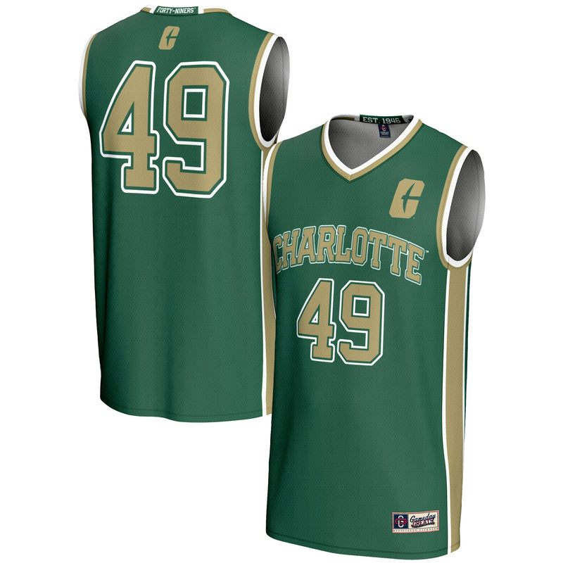 Charlotte 49ers Basketball Jersey, Green Lightweight Sportswear Jersey Shirt, Sleeveless Athletic Tank Jersey, Casual Gift for Men