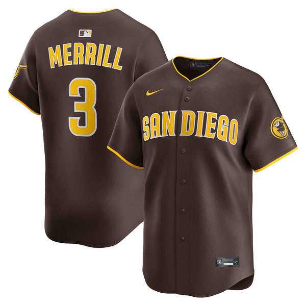 San Diego Padres Jackson Merrill Brown Road Limited Player Jersey