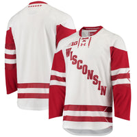 Wisconsin Badgers Hockey Jersey, White Replica Sportswear Jersey Shirt, Long Sleeve Hockey Sweater Jersey, Casual Gift for Men, Style 3542932
