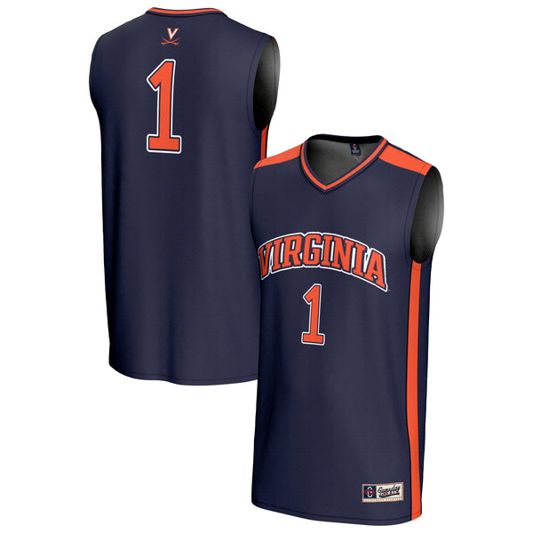 #1 Virginia Cavaliers Lightweight Basketball Fashion Jersey - Navy