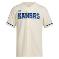 Kansas Jayhawks Baseball Jersey, Cream Replica Sportswear Jersey Shirt, Lightweight Breathable Athletic Jersey, Casual Gift for Men
