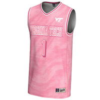 Virginia Tech Hokies Lightweight Basketball Jersey, Pink Fashion Sportswear Jersey Shirt, Sleeveless Athletic Tank Jersey, Casual Gift for Men