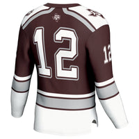 Texas A&M Aggies Hockey Jersey, Maroon Fashion Sportswear Jersey Shirt, Long Sleeve Hockey Sweater Jersey, Casual Gift for Men