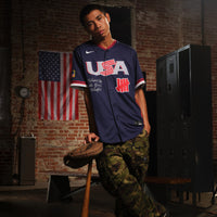 USA Baseball Jersey, Navy Classic Sportswear Jersey Shirt, Lightweight Breathable Athletic Jersey, Casual Gift for Men
