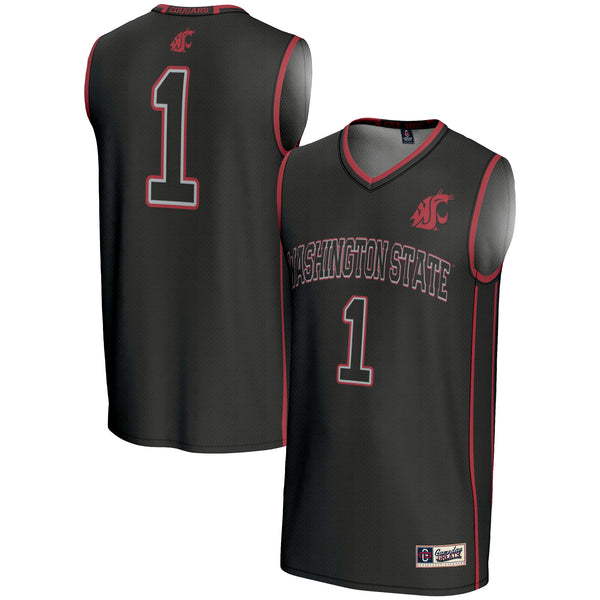 #1 Washington State Cougars Lightweight Basketball Jersey - Black