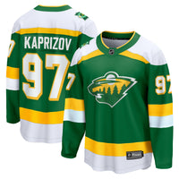 Kirill Kaprizov Minnesota Wild Hockey Jersey, Green Breakaway Sportswear Jersey Shirt, Long Sleeve Hockey Sweater Jersey, Casual Gift for Men