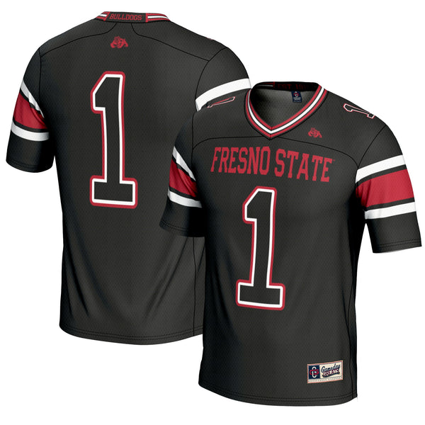 #1 Black Fresno State Bulldogs Endzone Football Jersey