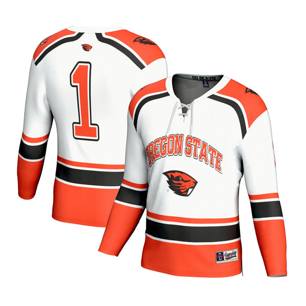 #1 Oregon State Beavers Lightweight Hockey Fashion Jersey - White