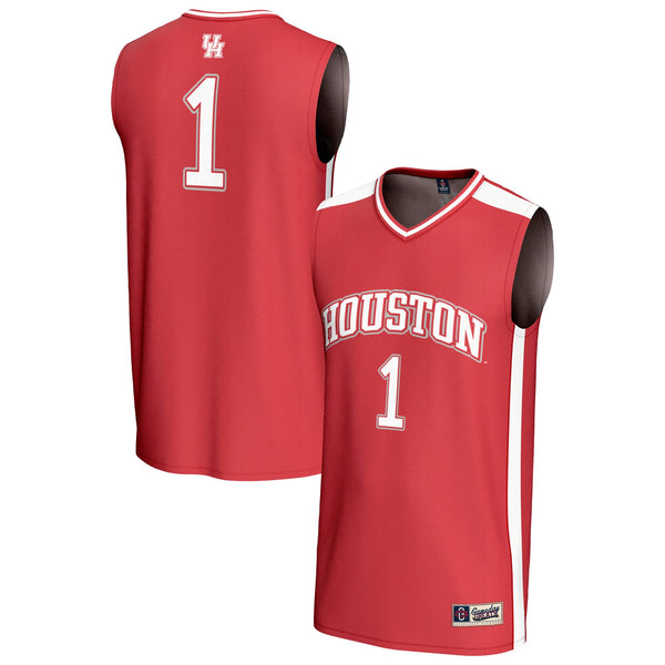 #1 Houston Cougars Lightweight Basketball Fashion Jersey - Red