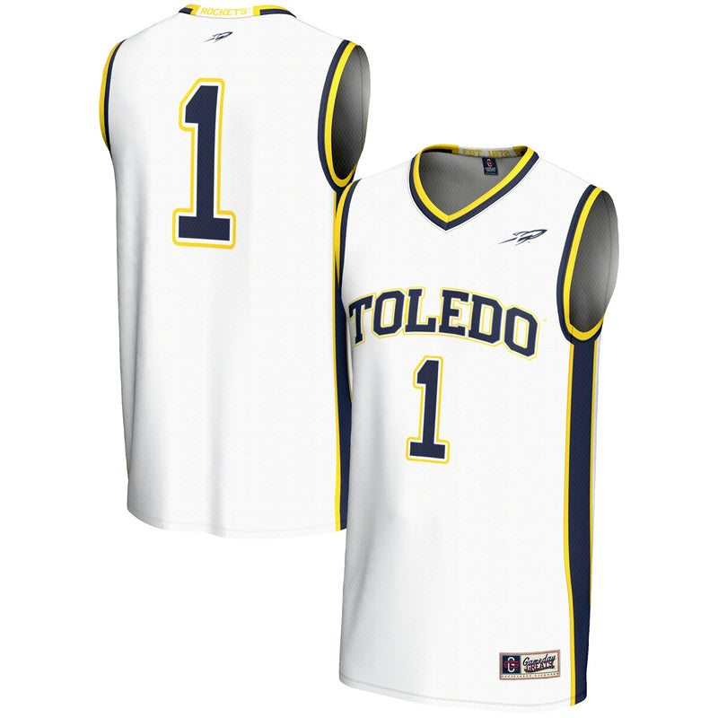 Toledo Rockets Basketball Jersey, White Lightweight Sportswear Jersey Shirt, Sleeveless Athletic Tank Jersey, Casual Gift for Men