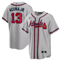 Ronald Acuna Jr. Atlanta Braves Baseball Jersey, Gray Sportswear Jersey Shirt, Lightweight Breathable Athletic Jersey, Casual Gift for Men