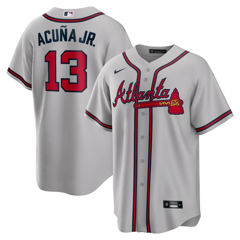 Ronald Acuna Jr. Atlanta Braves Baseball Jersey, Gray Sportswear Jersey Shirt, Lightweight Breathable Athletic Jersey, Casual Gift for Men