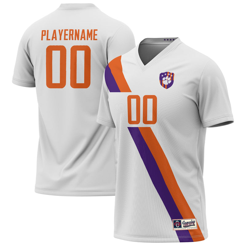 Clemson Tigers Soccer Jersey, White Fashion Sportswear Jersey Shirt, Lightweight Breathable Athletic Jersey, Casual Gift for Men