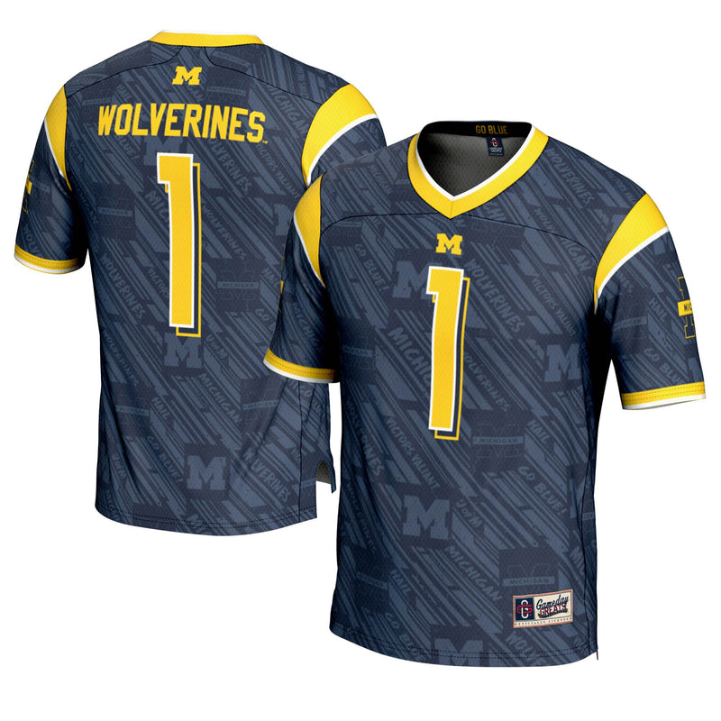 Michigan Wolverines Football Jersey, Navy Sportswear Jersey Shirt, Lightweight Breathable Athletic Jersey, Casual Gift for Men, Style 201094404