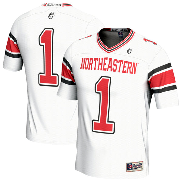 #1 Northeastern Huskies Lightweight Collegiate Football Fashion Jersey - White