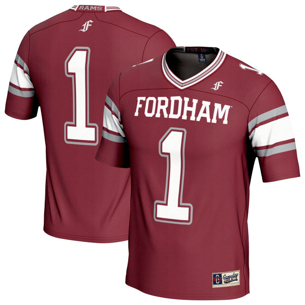#1 Fordham Rams Lightweight Collegiate Football Fashion Jersey - Maroon