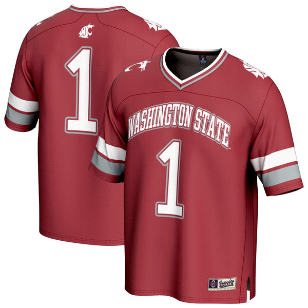 #1 Washington State Cougars Lightweight Collegiate Football Fashion Jersey - Crimson