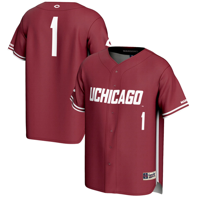 UChicago Maroons Baseball Jersey, Maroon Sportswear Jersey Shirt, Lightweight Breathable Athletic Jersey, Casual Gift for Men, Style 201141768