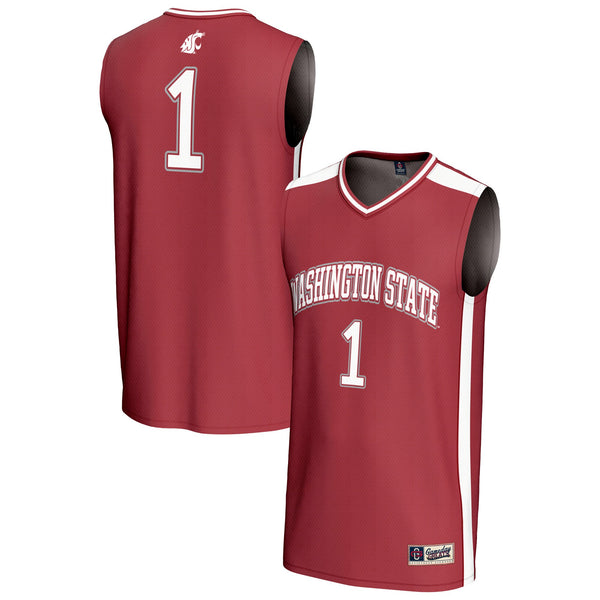 #1 Washington State Cougars Lightweight Collegiate Basketball Fashion Jersey - Crimson