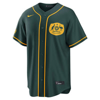 Australia National Team x MLB Green Stadium Replica Baseball Jersey, Sportswear Jersey Shirt, Lightweight Athletic Jersey, Casual Gift for Men
