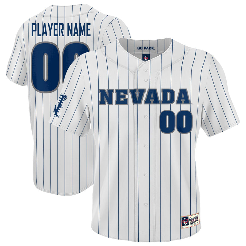 Nevada Wolf Pack Baseball Jersey, White Pinstripe Fashion Sportswear Jersey Shirt, Lightweight Breathable Athletic Jersey, Casual Gift for Men