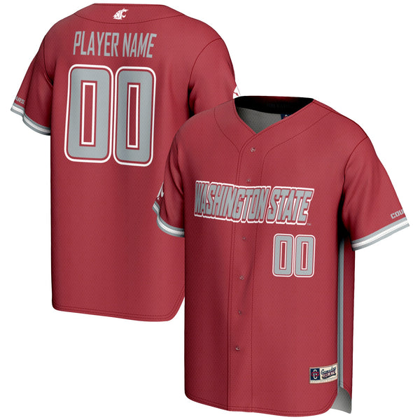 Washington State Cougars NIL Pick-A-Player Lightweight Baseball Jersey - Crimson