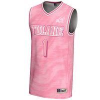 Tulane Green Wave Basketball Jersey, Pink Lightweight Sportswear Jersey Shirt, Sleeveless Athletic Tank Jersey, Casual Gift for Men