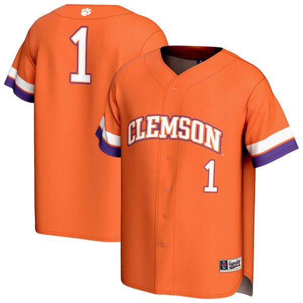 #1 Clemson Tigers Lightweight Collegiate Baseball Fashion Jersey - Orange