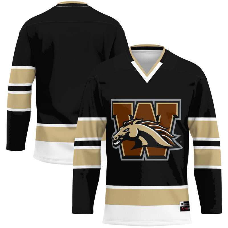 Western Michigan Broncos Hockey Jersey, Black Sportswear Jersey Shirt, Long Sleeve Hockey Sweater Jersey, Casual Gift for Men