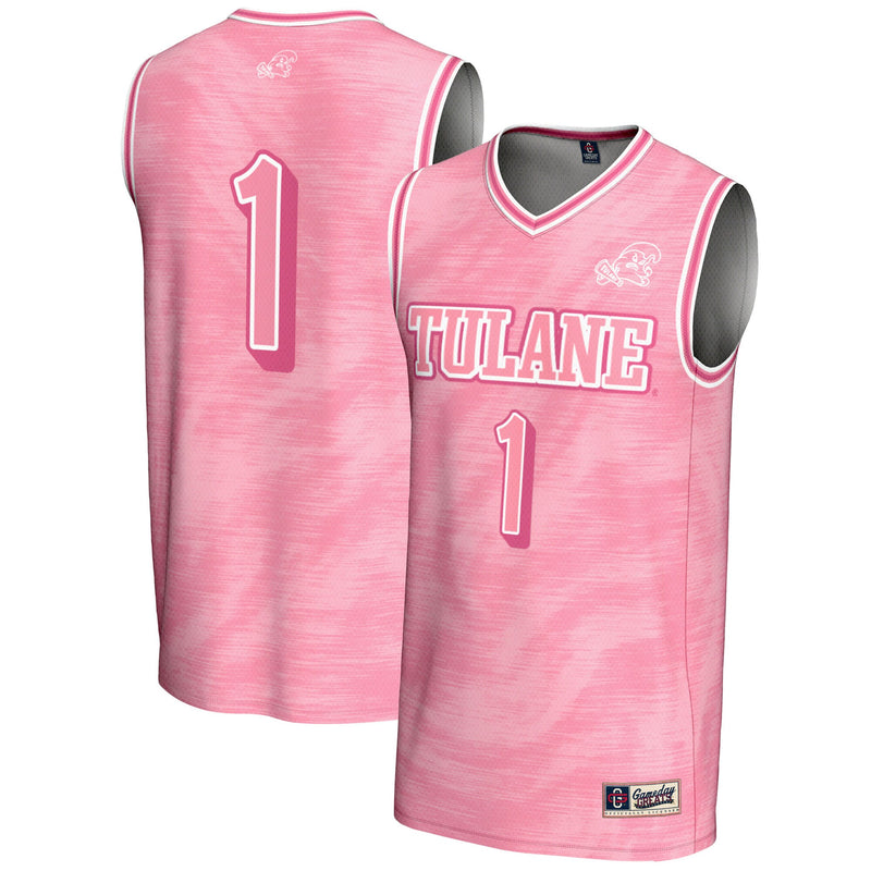 Tulane Green Wave Basketball Jersey, Pink Lightweight Sportswear Jersey Shirt, Sleeveless Athletic Tank Jersey, Casual Gift for Men