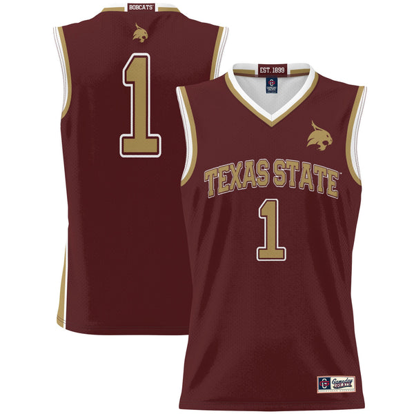 #1 Texas State Bobcats Lightweight Basketball Jersey - Maroon